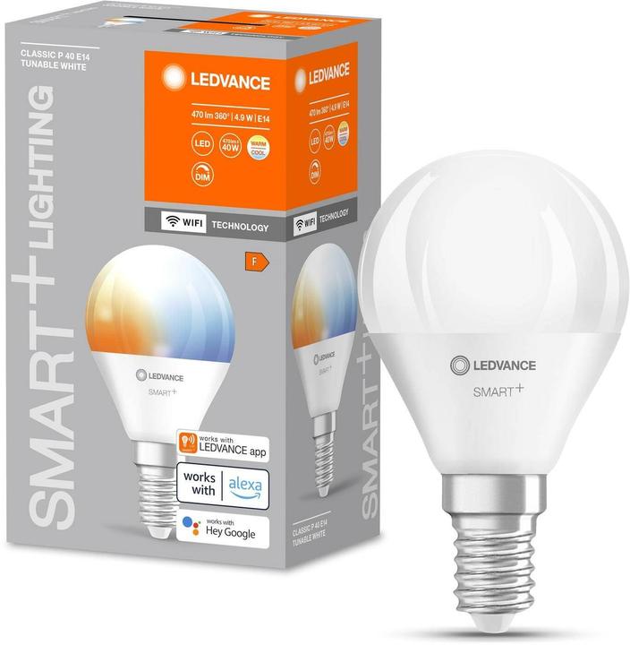 Produktbild Ledvance Smart+ Wifi Mini Bulb (E14, 4.90 W, 470 lm, 1 x, F)