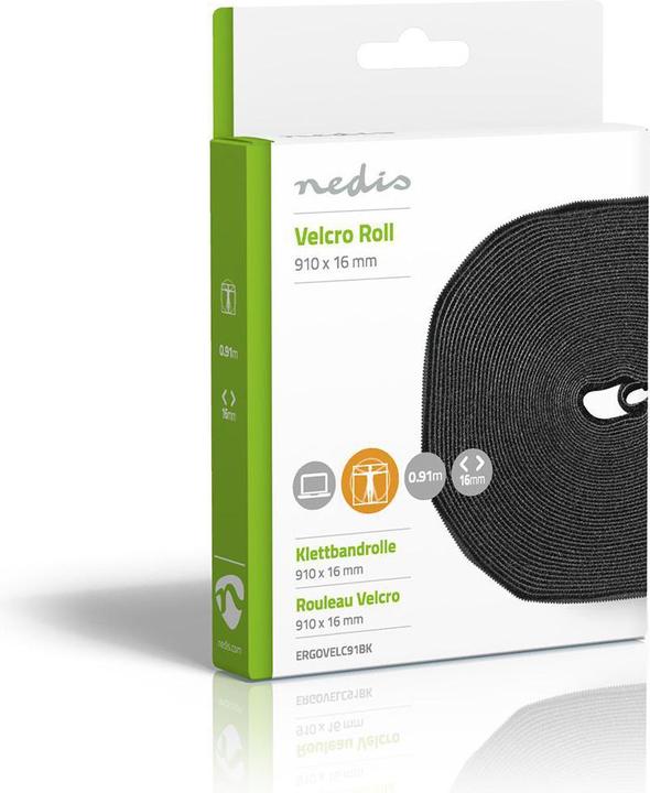 Actual product image Nedis Velcro Roll for Cable 910 x 1.6 cm Black Unisex (9100 mm)