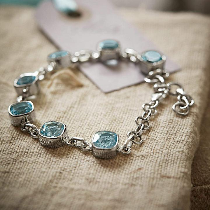 Image du produit Loberon Bracelet Lilianne argent/bleu (16 cm, Chaîne : argent sterling 925, Ornement : Pierre précieuse en topaze)