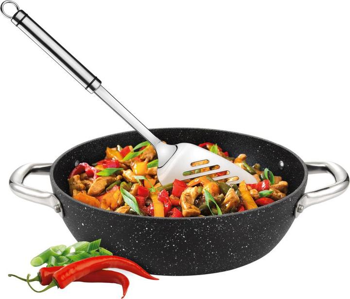 Actual product image Tescoma President Stone Deep Frying Pan Stone with Lid Ø 24cm (24 cm, Frying pan, Cast aluminium)