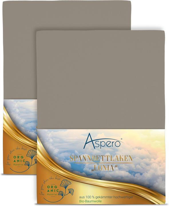 Actual product image Aspero 2 x fitted sheets made from organic cotton (180 x 200 x 35 cm)