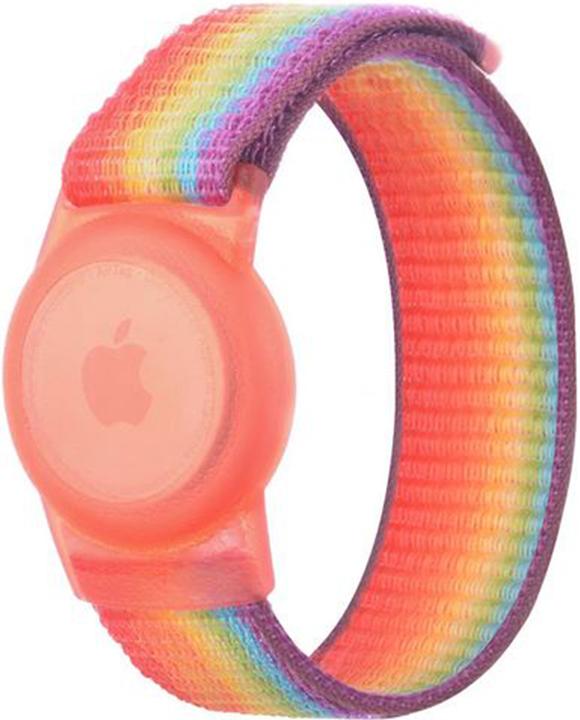PhoneLook Verstellbares Velcro Nylon Armband für Kinder & Erwachsenen mit AirTag Halterung Regenbogen