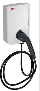 Produktbild ABB Terra ladestander type 2 udtag 5m kabel, vaegmonteret IP54, 11kW, 16A/380-415VAC, RFID, Bluetooth (11 kW)