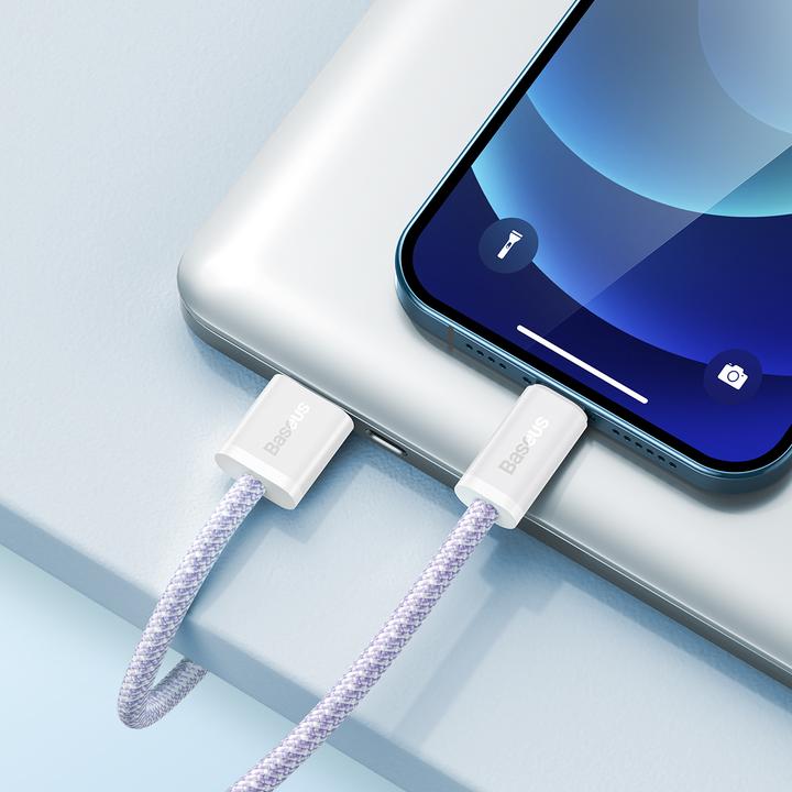 Actual product image Baseus USB cable for Lightning Dynamic 2 Series, 2.4A, 2m (purple) (2 m, USB 2.0)