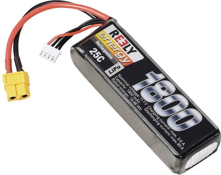 Image du produit Reely Modèle de batterie (LiPo) 11,1 V 1800 mAh Nombre d'éléments : 3 25 C Softcase XT6 (11.10 V, 1800 mAh)