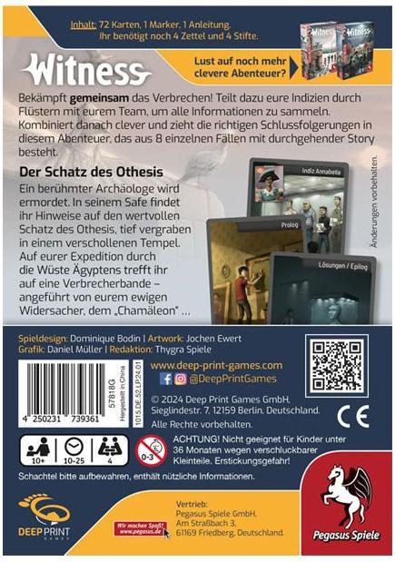 Image du produit Pegasus Witness - Le trésor d'Othesis (Deep Print Games) (Allemand)