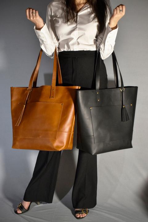 Immagine prodotto Only-Bags.Store Borsa tote in pelle, borsa in pelle nera con zip, borsa da lavoro, portafoglio in pelle