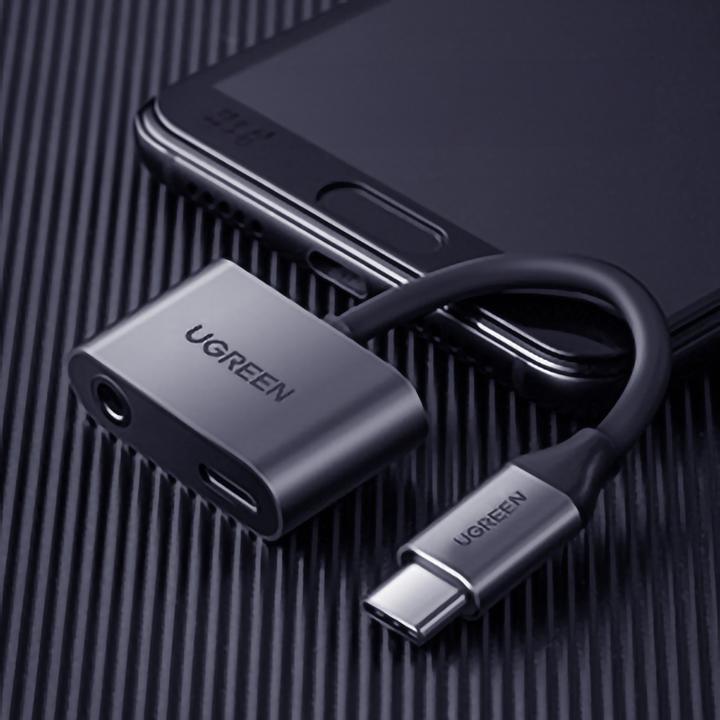 Image du produit Ugreen Adaptateur USB-C vers audio 3.5mm + USB-C femelle (USB Type C, Prise de 3,5 mm, USB Type C)