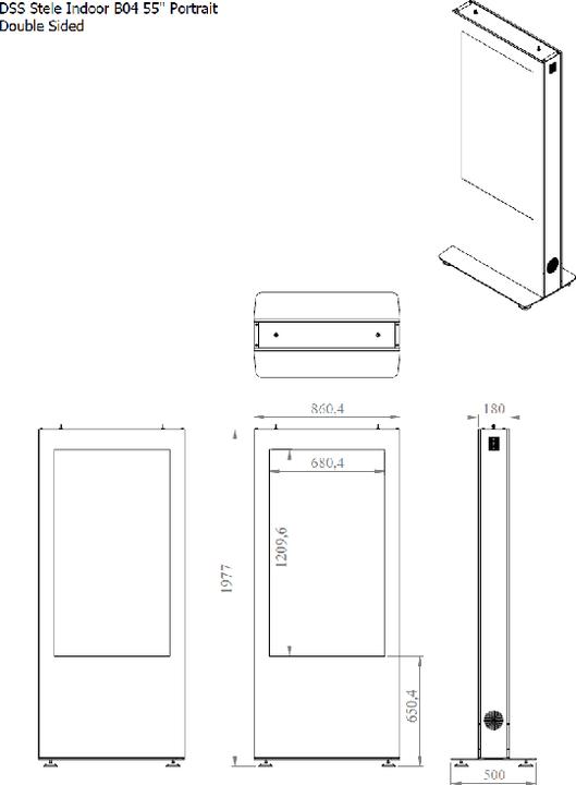 Image du produit DSS Stèle d'intérieur Portrait, écran 55", noir