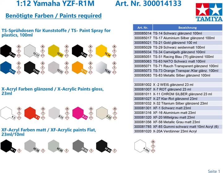 Immagine prodotto Tamiya Yamaha YZF-R1M