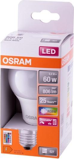 Actual product image Osram Led Retrofit Rgbw Lamps With Remote Control (E27, 60 W, 806 lm, 1 x, G)
