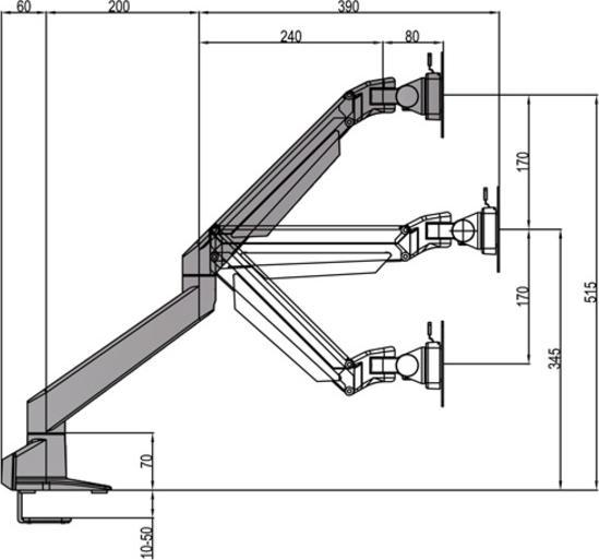 Actual product image Multibrackets Gas lift arm single (Table, 32")