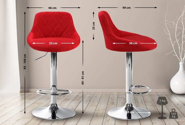 Image du produit CLP Tabouret de bar Lazio tissu, rouge