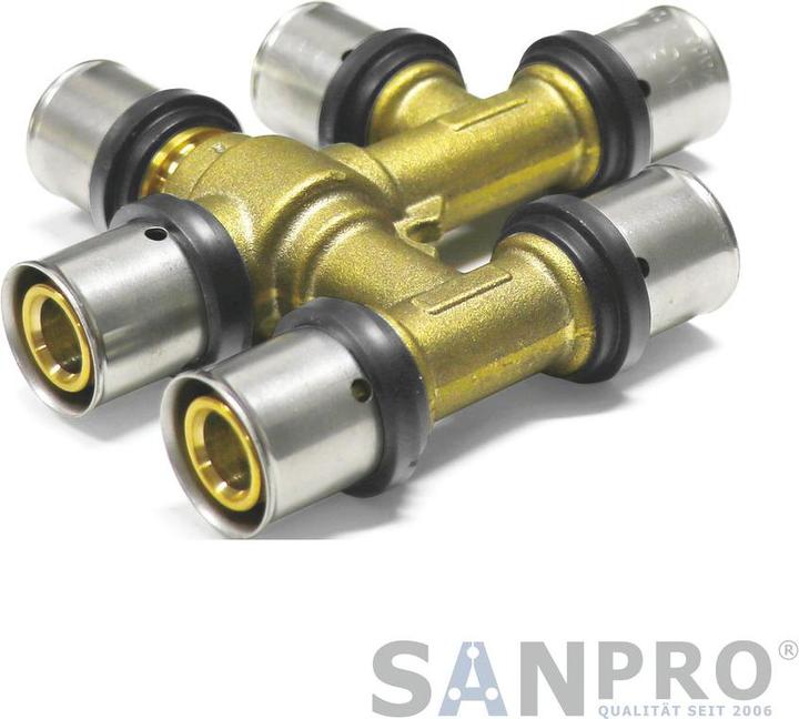 Produktbild Sanpro THPRESS Pressfitting kreuzungsfreies T-Stück TH Kontur 20x2 - 20x2 - 20x2 (T-Verbindung)