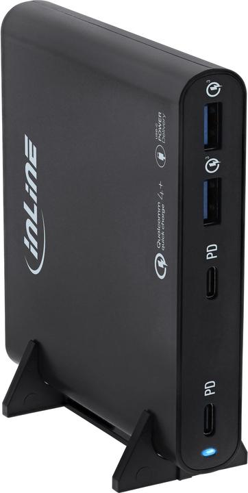 InLine Alimentatore USB, caricatore GaN, 4 porte, doppio USB-C + doppio USB-A, 120W, nero (120 W)