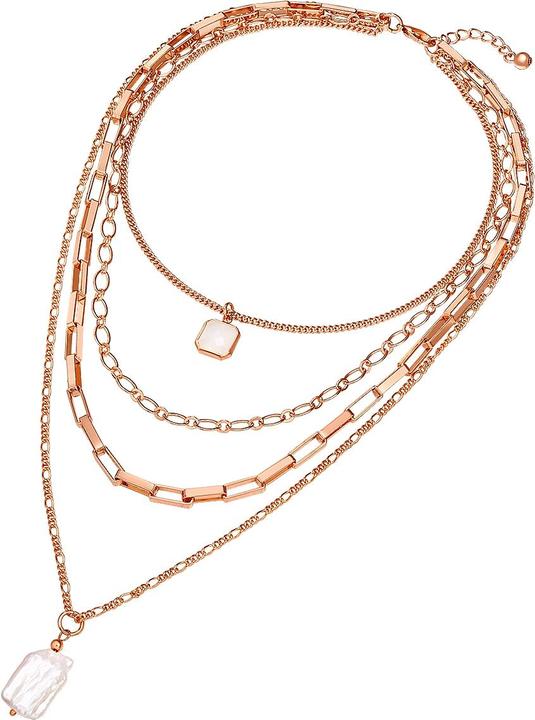 Actual product image Lulu & Jane Metal alloy glass freshwater cultured pearl yellow gold 42.0/50.0/56.0/64.0 cm base chain + 3.0 - (Metal alloy)