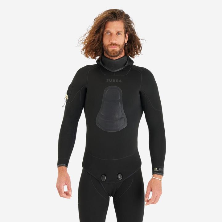 Subea Neoprenjacke Tauchen Herren Glattneopren SPF 900 7 mm schwarz