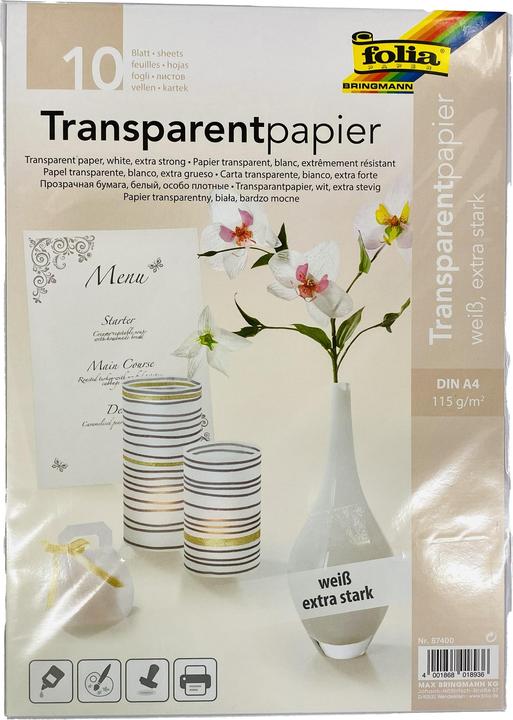 Folia Transparentpapier extra stark weiss (115 g/m², A4, 10 x)