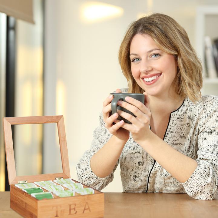 Image du produit Relaxdays Boîte à thé avec fenêtre, bambou