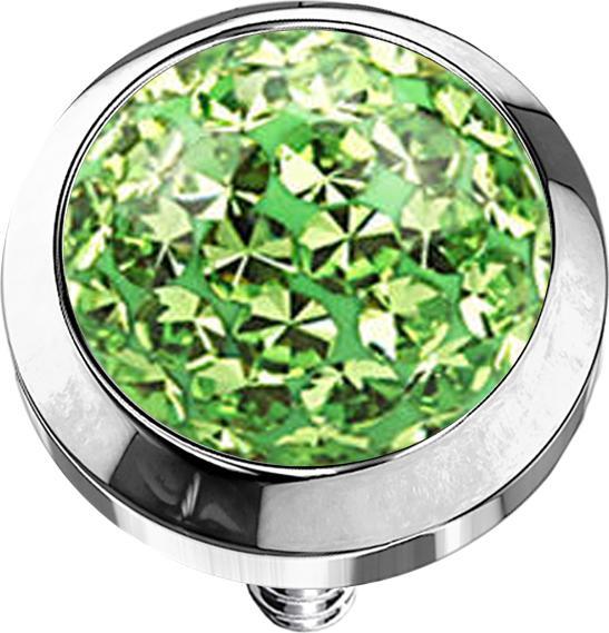 Star Piercing Dermal Anchor Kristall Kuppel hellgrün Epoxy Schutzschicht (ohne Messing, Chirurgenstahl 316L)
