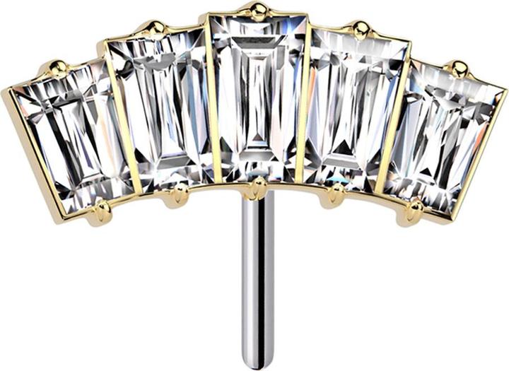 Actual product image Star Piercing Threadless vergoldet fünf Baguette Kristalle silber (without brass, Titanium G23)