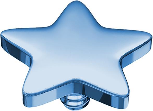 Star Piercing Dermal Anchor Stern hellblau mit Titanium Beschichtung (Chirurgenstahl 316L, ohne Messing)