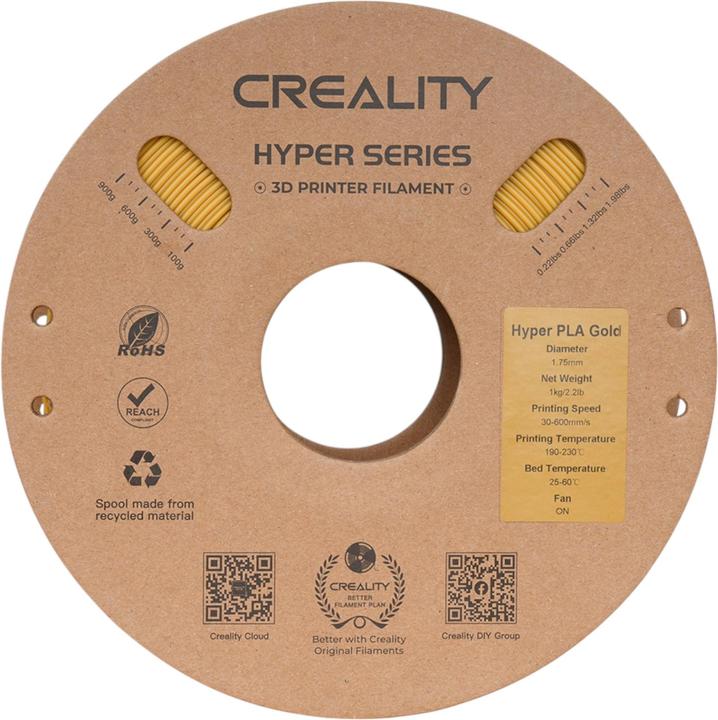Actual product image Creality Hyper 1.75mm PLA 3D Printing Filament 1kg (PLA, 1.75 mm, 1000 g, Gold)