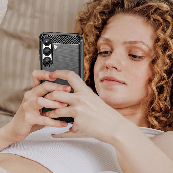 Immagine prodotto Hurtel Carbon Case Flexibles Silikon für Xiaomi Poco X7 Pro - Schwarz (Xiaomi Poco X7 Pro)