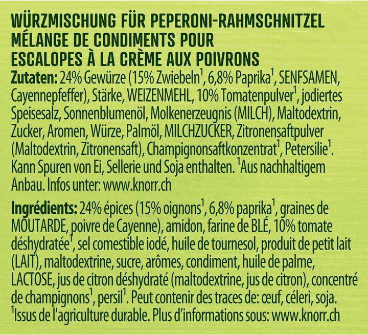 Nährwerte und Zutaten Knorr Trockensauce (33 g)