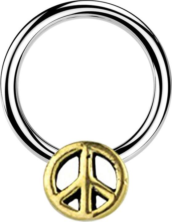 Star Piercing Micro Closure Ring silber Peace vergoldet (Messing, Chirurgenstahl 316L)