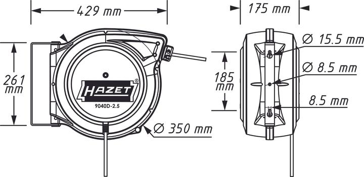 Produktbild HAZET Kabelaufroller 9040D-2.5 (20 m, 2.50 mm²)