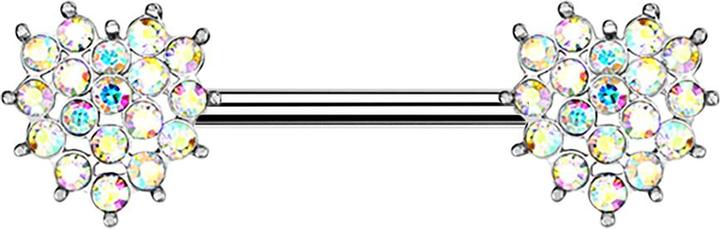 Produktbild Star Piercing Barbell silber Kristall gepflastertes Herz multicolor (Chirurgenstahl 316L, Messing)