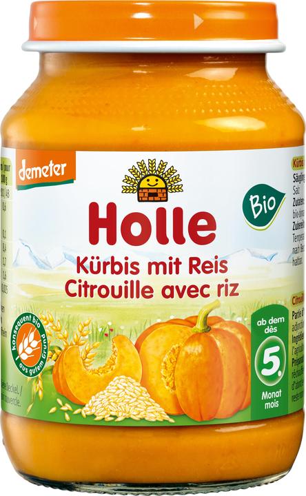 Produktbild Holle Kürbis mit Reis Gemüsegläschen Bio (190 g)