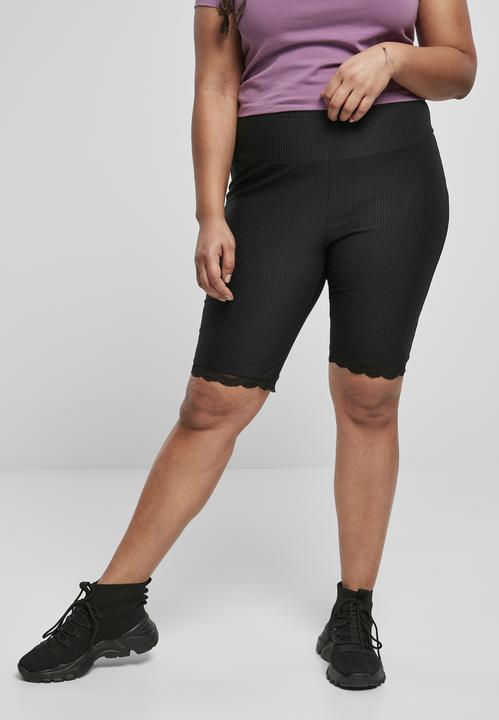 Image du produit Urban Classics Ladies High Waist Rib Lace Hem Cycle Shorts (M)