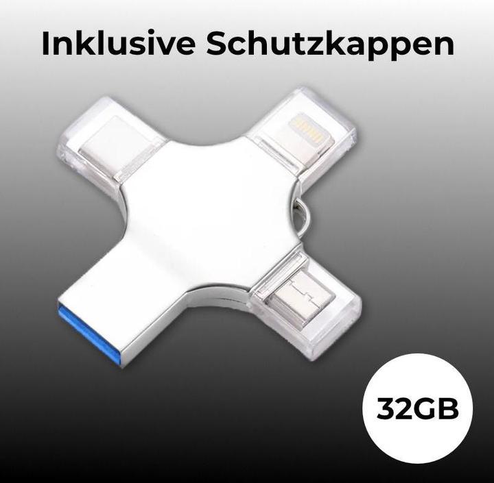 Image du produit Hermex Clé USB 4 en 1 Clé Lightning Clé de données Lecteur flash USB Drive (32 Go, USB-C)