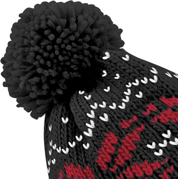 Actual product image Beechfield Knitted Hat With Pom Pom Snowflake Pattern (One size)