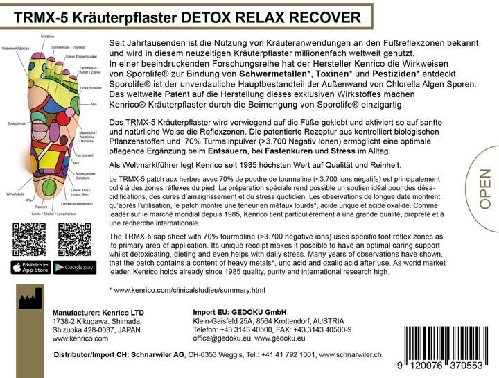 Immagine prodotto Kenrico Kräuterpflaster TRMX-5 Detox, Relax, Recover (Intonaci per piedi, 558.25 ml)