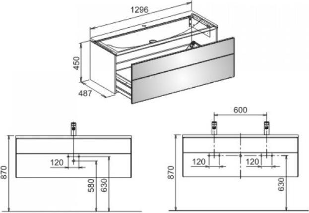Produktbild Keuco Waschtischunterbau ROYAL REFLEX 1296x450x487mm titan (129.5 x 49 x 45 cm)