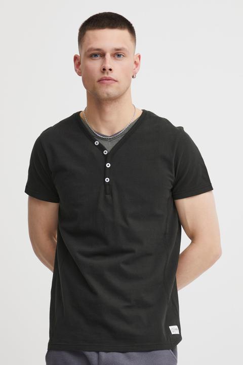 Actual product image Solid Dorian Men's T-Shirt Short Sleeve Shirt Tee With Grandad-Neck (M)
