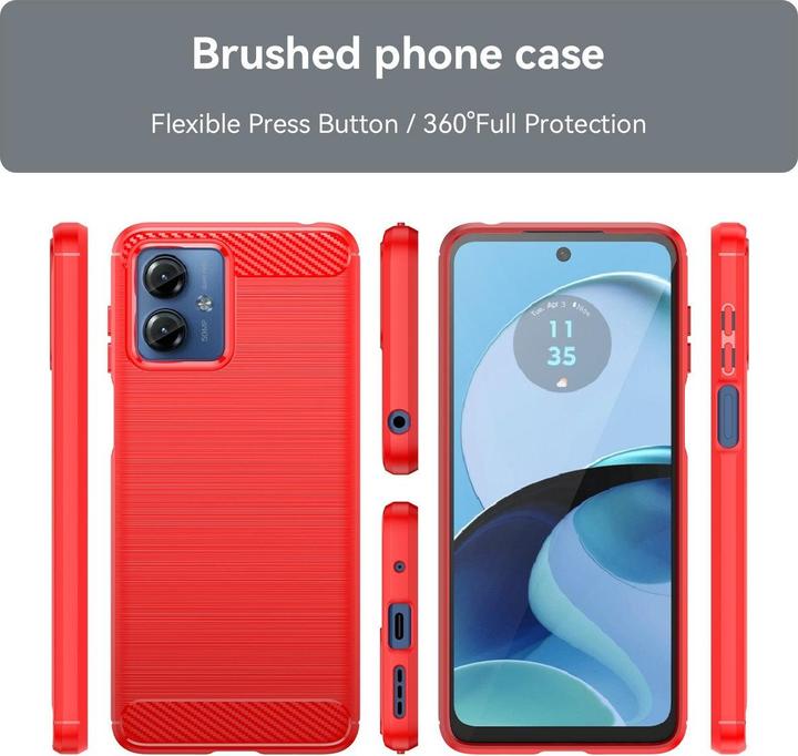 Produktbild König Design Schutz Handy Hülle für Motorola Moto G14 Case Cover Carbon Bumper Etuis Schale (Motorola Moto G14)