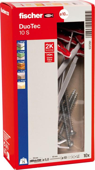 Produktbild Fischer Dübel für Gipskartonplatten DUOTEC 10 mit Medsr., 10 Stk. (10 Stk.)