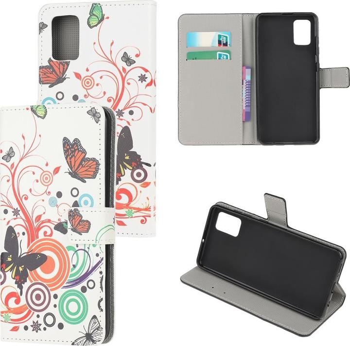Produktbild Cover-Discount Galaxy A51 - Leder Hülle Kartenfach Schmetterlinge weiss (Samsung Galaxy A51)