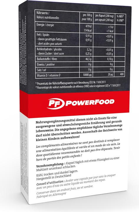 Nutritional values and ingredients PowerFood One Vitamin D3 (120 Piece, Pills, 522 g)