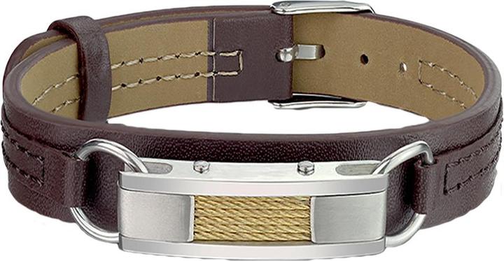 Star Piercing Kunstlederarmband braun Balken silber mit Golddrähten (Kunstleder)