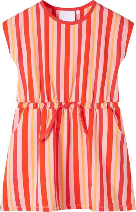VidaXL Kinderkleid mit Kordelzug Rosa und Rot 140,Material: 95 (140)