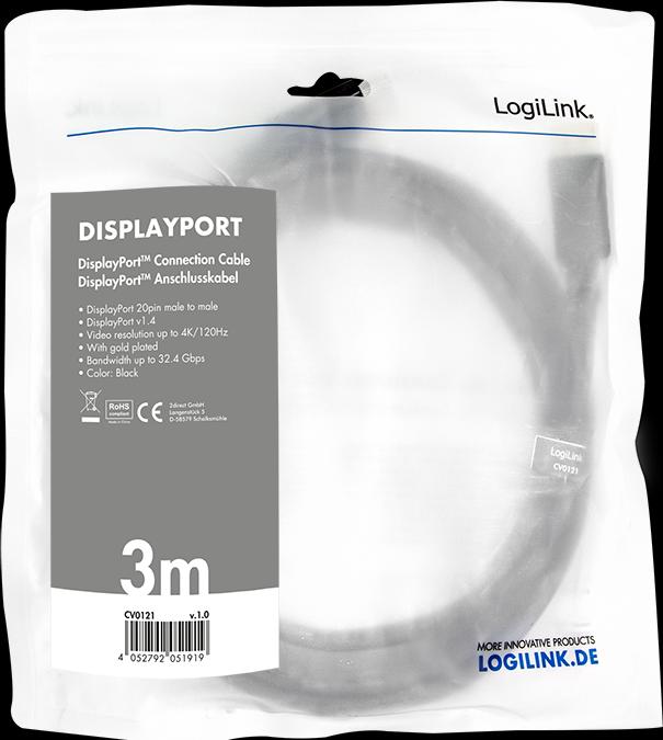 Actual product image LogiLink DisplayPort — DisplayPort (3 m, DisplayPort)