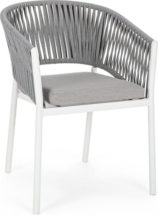 Image du produit Bizzotto Chaise de jardin Florencia avec accoudoirs et coussin blanc