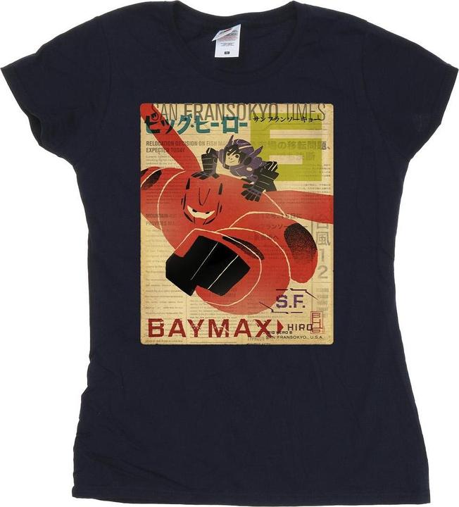 Disney Big Hero 6 Baymax Flying Baymax Newspaper TShirt (XXL)