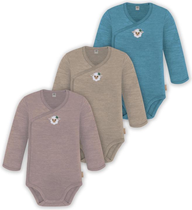 Produktbild Normani 3er Pack Baby Merino Langarm Wickelbody für Junge und Mädchen - 9355 (74)