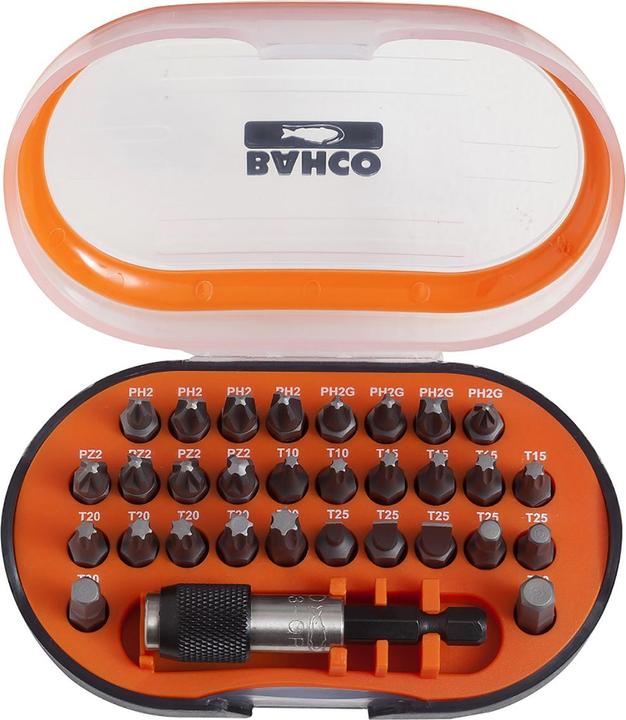 Bahco 1/4" bit set for Phillips, Pozidriv and TORX screws 42 mm × 65 mm × 110 mm - 31 pieces (Cross Phillips PH M2, Cross Pozidriv PZ M2)